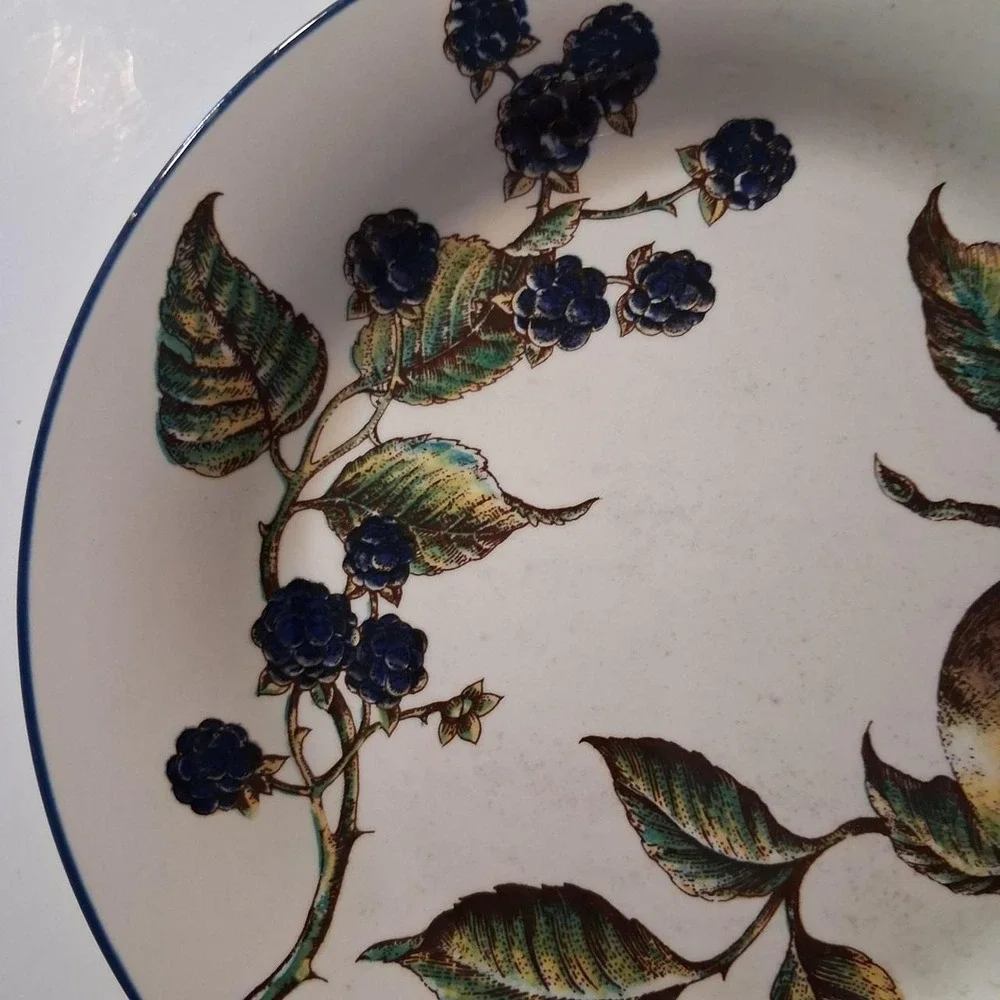 Vintage fruit plate with apples and blackberries
